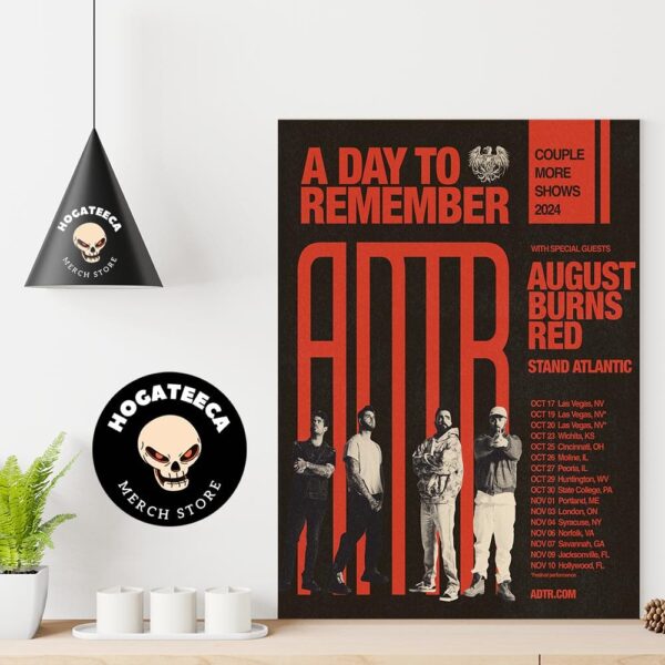 A Day To Remember Couple Shows 2024 With Special Guest August Burns Red Stand Atlantic Schedule List Date Poster Canvas