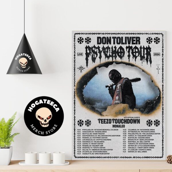 Don Toliver Live Psycho Tour 2024 With Special Guest Teezo Touchdown Monaleo Schedule List Home Decor Poster Canvas