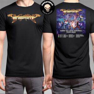 Dragonforce  Latin America Tour 2024 Timeline In Santiago Chile Bueno Aires Argentina Merchandise Two Sides T-Shirt