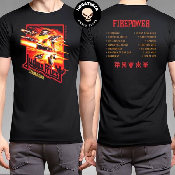 Judas Priest Firepower 5th Anniversary Firepower Figures Tracklist Merchandise Two Sides T-Shirt