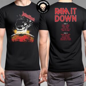 Judas Priest Ram It Down Line Drawing Anniversary Tracklist Merchandise Two Sides T-Shirt