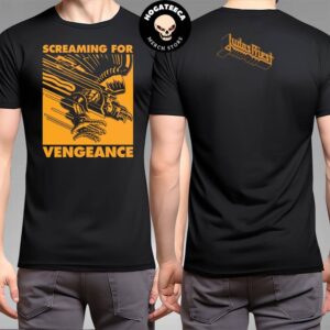 Judas Priest Screaming For Vengeance Square Gold Tee 40th Anniversary Of The Album Merchandise Two Sides T-Shirt