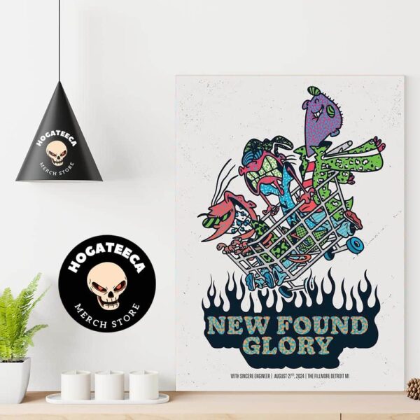 Limited Poster For New Found Glory With Sincere Engineer Show At The Fillmore Detroit Mi On August 27th 2024 Poster Canvas