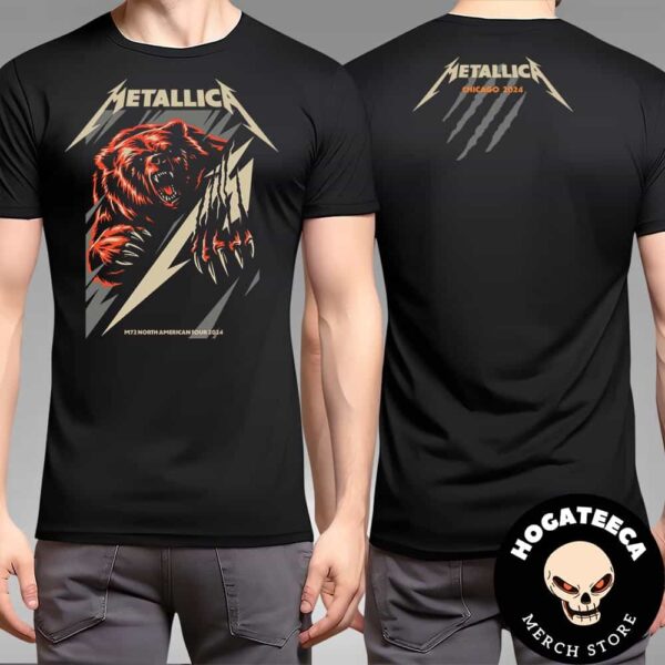 Metallica M72 Chicago Pop Up Shop Merchandise For Chicago IL On On August 9 And 11 At Soldier Field M72 North American Tour 2024 The Bear Artwork Two Sides T-Shirt