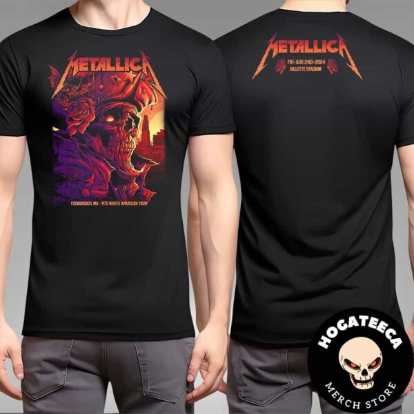 Metallica M72 Foxborough MA Night 1 Merch For The Show At Gillette Stadium On August 2 2024 M72 North America Two Sides T-Shirt