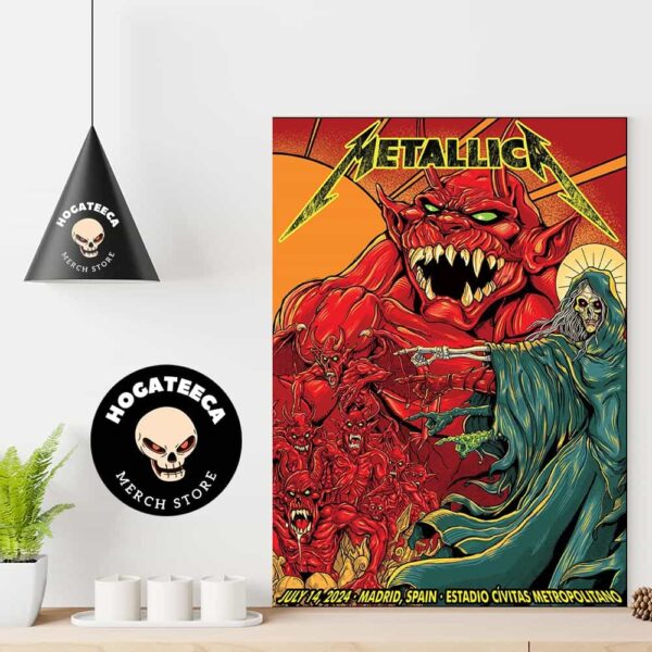 Metallica M72 World Tour 2024 No Repeat Weekend Merch Poster In Madrid Spain At Estadio Civitas Metropolitano On Juy 14 2024 Poster Canvas