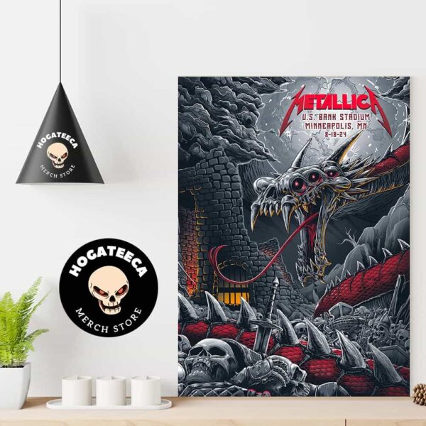 Metallica M72 World Tour Merch For Minneapolis Mn No Repeat Weekend At US Bank Stadium With Five Finger Death Punch And Ice Nine Kills M72 North American On 8 18 2024 Poster Canvas