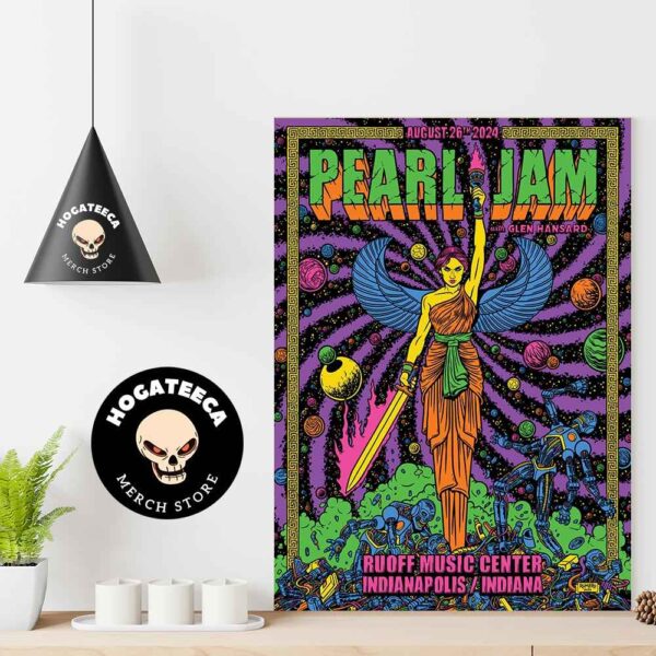 Pearl Jam Dark Matter With Glen Hansard Merch Poster For Show In Indianapolis Indiana At Rouff Music Center On August 26th 2024 Home Decor Poster Canvas