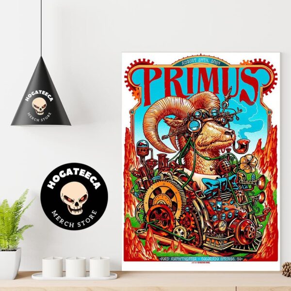 Primus Poster For Show In Colorado Springs Co At Ford Amphitheater On August 24th 2024 Poster Canvas