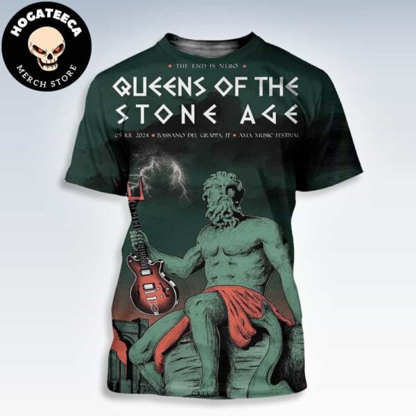 Queens Of The Stone Age Merch Poster For Show at AMA Music Festival in Bassano del Grappa Italy On 05 Jul 2024 All Over Print Shirt