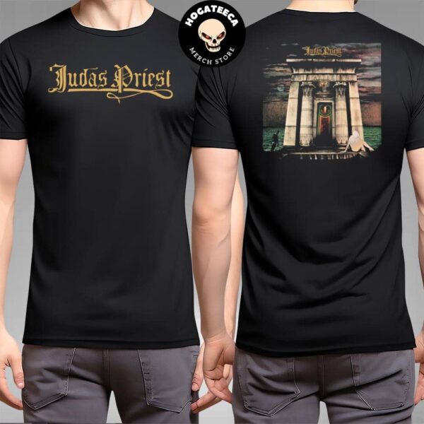 The Sin After Sin Gold Judas Priest’s 45th Anniversary Sin Album Art And A Gold Judas Priest Logo Merchandise Two Sides T-Shirt