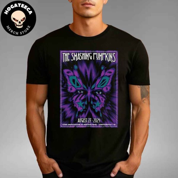 The Smashing Pumpkins North American Tour 2024 Merch Poster For Concert In Simpsonville SC At CCNB Amphitheatre At Heritage Park On August 27 2024 Merch T-Shirt