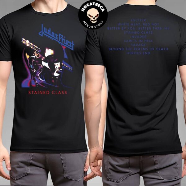 The Stained Class Tracklist Judas Priest Commemorates The 45th Anniversary Stained Class Album-Inspired Artwork With The Stained Class Tracklist Merchandise Two Sides T-Shirt