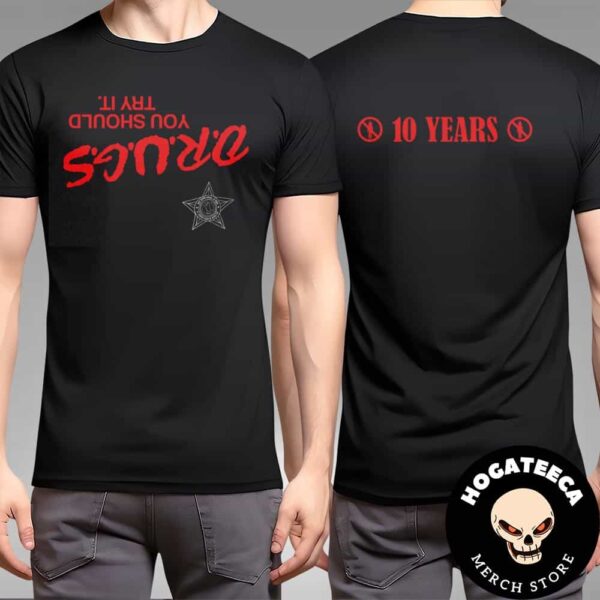 Travis Scott 2024 10 Years Aniversary Days Before Rodeo Released Aug 18 2014 Merchandise Two Sides T-Shirt