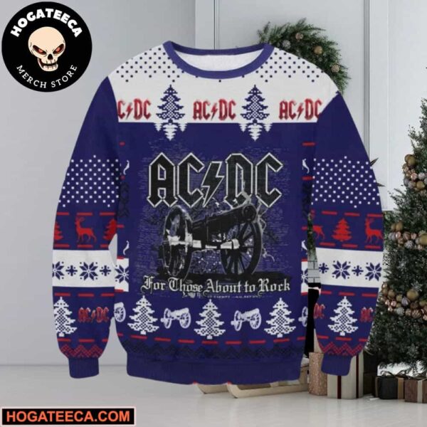 AC DC Band For Those About To Rock Reindeer Snowflake Chirstmas Gifts 2024 Xmas For Family And Friends Ugly Sweater