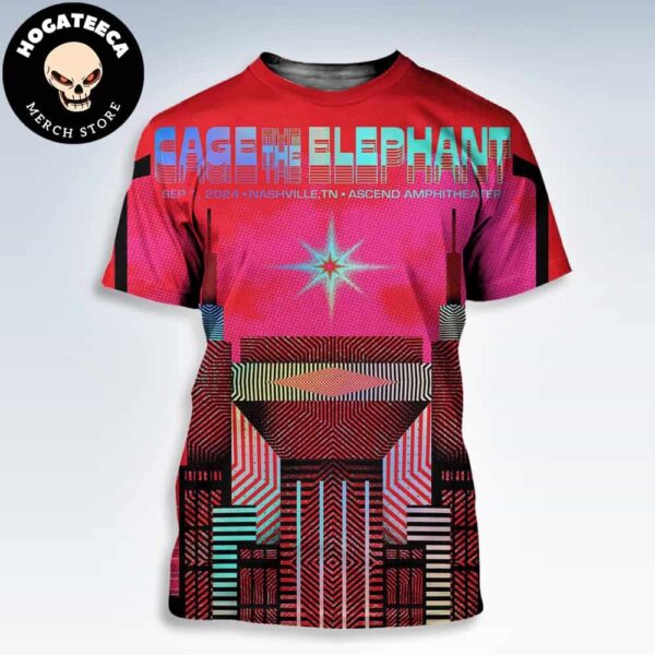 Cage The Elephant Merch Poster For Concert In Nashville TN At Asceno Amphitheater On Sep 1 2024 All Over Print Shirt