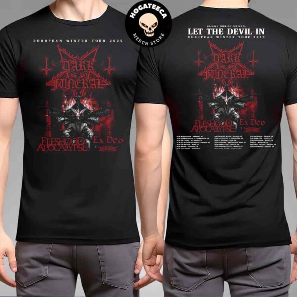 Dark Funeral With Fleshgod Apocalypse And Ex Deo Europe Winter Tour 2025 Schedule List Merch Two Sides Unisex T-Shirt