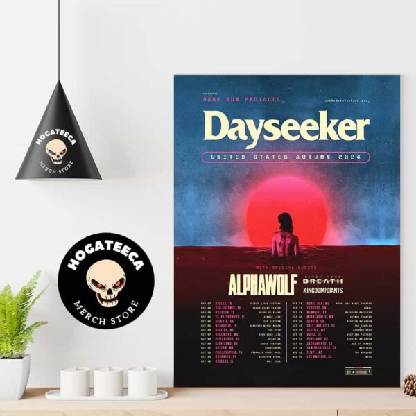 Dayseeker Dark Sun Protocol United States Autumn 2024 With Special Guests Alpha Wolf Catch Your Breath Kingdom Of Giants Schedule List Home Decor Poster Canvas