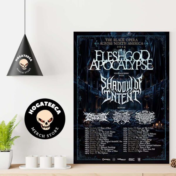 Fleshgod Apocalypse Shadow Of Intent North American Tour 2024 With Special Guest Ingested The Zenith Passage Disembodied Tyrant Schedule List Home Decor Poster Canvas