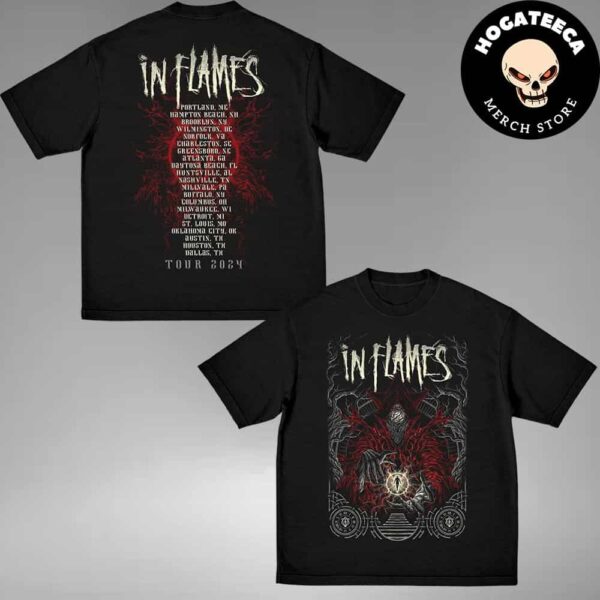 In Flames Tour 2024 Timehold Tour Schedule List Merch Two Sides Unisex T-Shirt