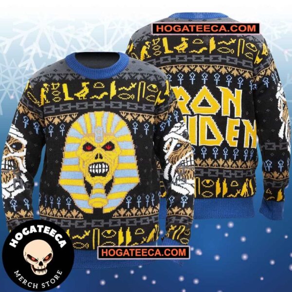 Iron Maiden Power Slave Eddie Pharaoh Chirstmas Gifts 2024 Xmas For Family And Friends Ugly Sweater