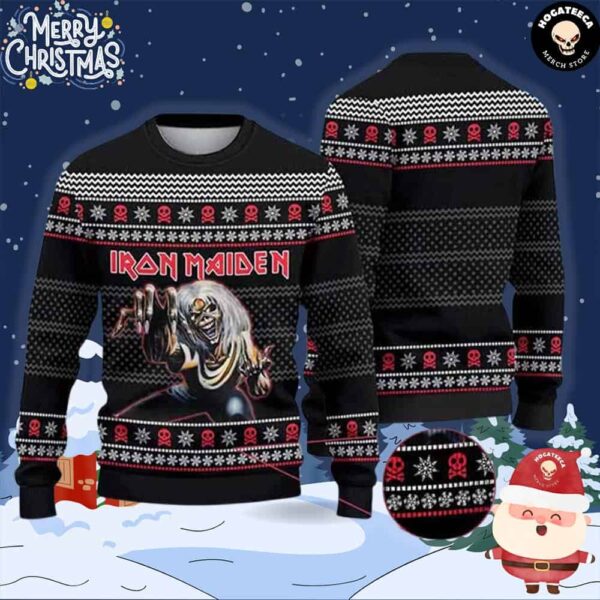 Iron Maiden Skull With Platinum Hair Chirstmas Gifts 2024 Xmas For Family And Friends Ugly Sweater