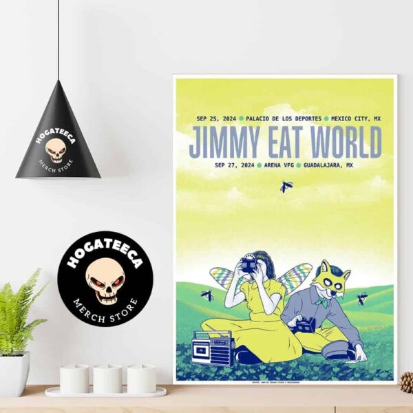 Jimmy Eat World Merch Poster For Two Show In Mexico City And Guadalajara On Sep 25-27 2024 Home Decor Poster Canvas