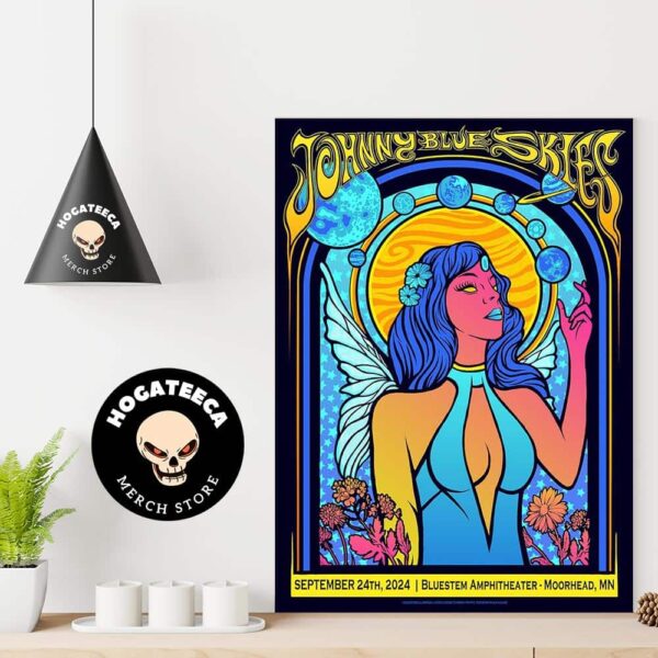 Johnny Blue Skies Merch Poster For Show In Moorhead Mn At Bluestem Amphitheater On September 24th 2024 Home Decor Poster Canvas