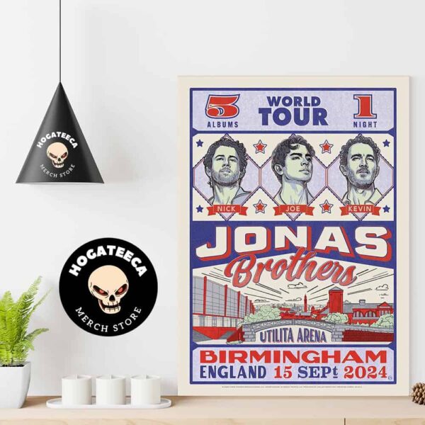 Jonas Brothers The World Tour Celebrating 5 Albums 1 Night At Utilita Arena In Birmingham England On 15 Sept 2024 Home Decor Poster Canvas