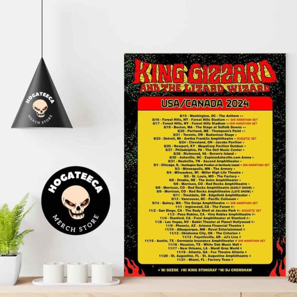 King Gizzard And The Lizard Wizard USA Canada 2024 Schedule List Home Decor Poster Canvas