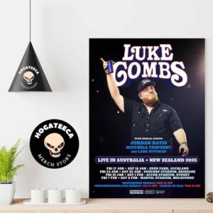 Luke Combs With Jordan Davis Mitchell Tenpenny And Lane Pittman Live In Australia Newzealand 2025 Schedule List Home Decor Poster Canvas