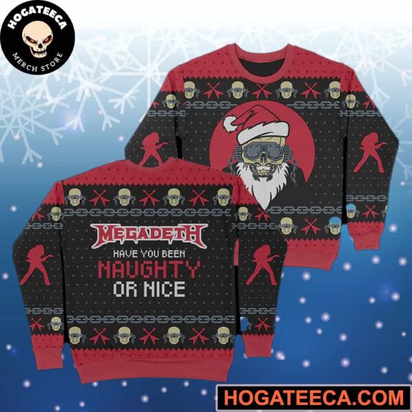 Megadeth Limited Edition Naughty Or Nice Holiday Chirstmas Gifts 2024 Xmas For Family And Friends Ugly Sweater