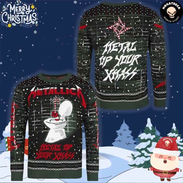 Metallica Heavy Metal Up Your Xmass Metal Up Your Ass Chirstmas Gifts 2024 Xmas For Family And Friends Ugly Sweater