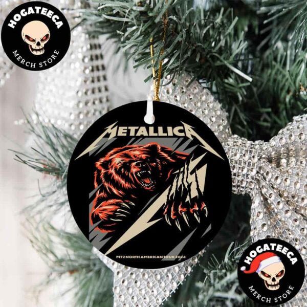 Metallica M72 Chicago Pop Up Shop Merch Tee For Chicago IL On On August 9 And 11 At Soldier Field M72 North American Tour 2024 The Bear Artwork Tree Decorations Ornament