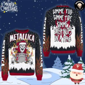 Metallica Santa Gimme Yule Gimme Tide Chest Nuts On A Fire Chirstmas Gifts 2024 Xmas For Family And Friends Ugly Sweater