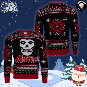 Misfits Skull Logo Ugly Christmas Sweater Chirstmas Gifts 2024 Xmas For Family And Friends Ugly Sweater