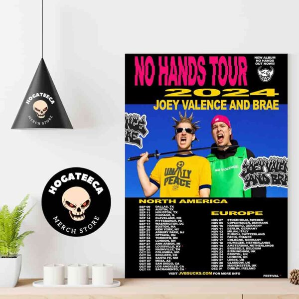 No Hands Tour North America And Europe 2024 Joey Valence And Brae Schedule List Home Decor Poster Canvas