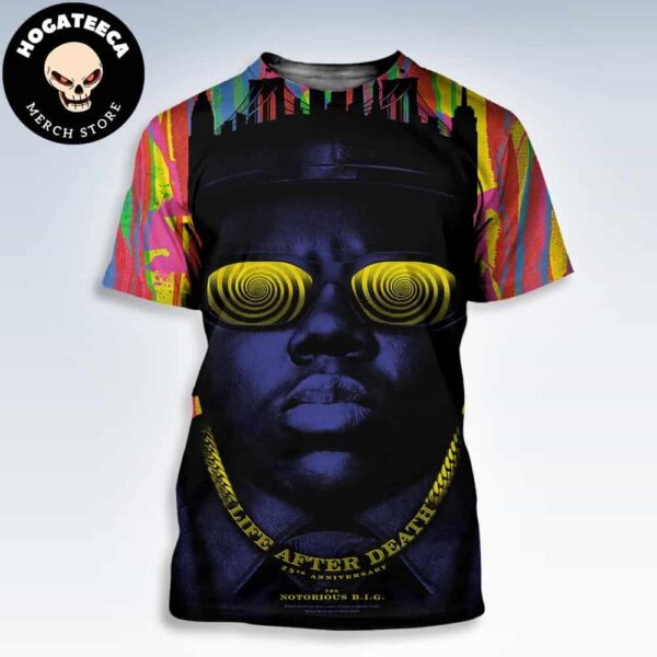 Official Poster Collaboration With The Notorious B I G Celebrating The 25th Anniversary of Life After Death Illustrated by Anthony Petrie All Over Print Shirt