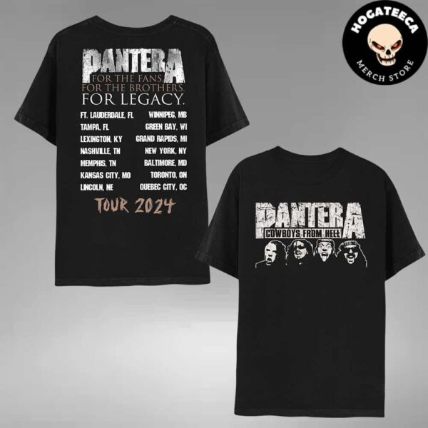 Pantera Cowboys From Hell World Tour 2024 Cities Listed Merch Two Sides Unisex T Shirt