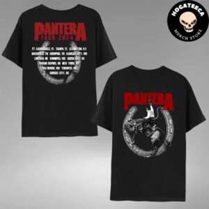 Pantera Horseshoe World Tour 2024 Cowboy From Hell Riding A Horse And Tour Cites Listed Two Sides Unisex T Shirt Merch Two Sides Unisex T Shirt