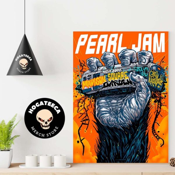 Pearl Jam Merch Poster For Night 2 At The Madison Square Garden In New York On Sep 4th 2024 Home Decor Poster Canvas