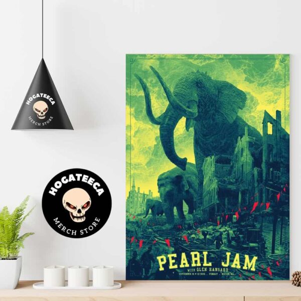 Pearl Jam With Glen Hansard Dark Matter World Tour Merch Poster Art By Daniel Danger In Boston MA At Fenway Park On September 15 And 17 2024 Poster Canvas