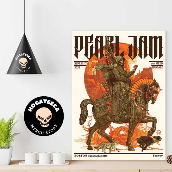 Pearl Jam With Glen Hansard Dark Matter World Tour Merch Poster Art By Krzysztof Domaradzki In Boston Masachusetts At Fenway Park On September 15 And 17 2024 Poster Canvas