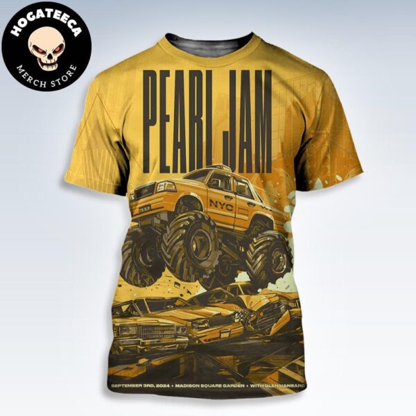 Pearl Jam With Glen Hansard Merch Poster For Show At Madison Square Garden On September 3rd 2024 All Over Print Shirt