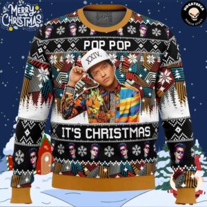 Pop Pop Its Christmas Bruno Mars For Family And Friends Chirstmas Gifts 2024 Xmas Ugly Sweater