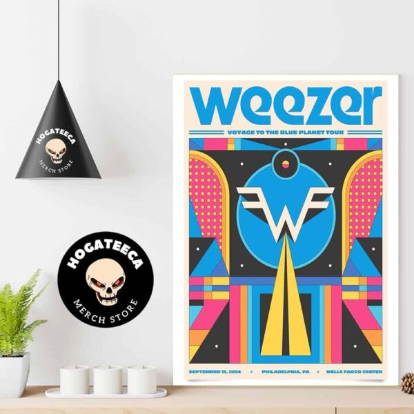 Poster For Weezer Voyage To The Blue Planet Tour Stop In Philadelphia Pa At Wells Fargo Center On September 13 2024 Home Decor Poster Canvas