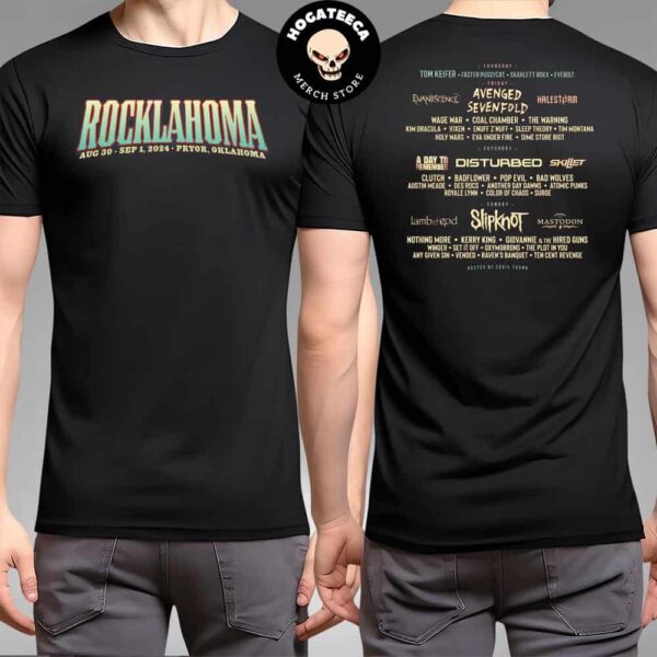 Rocklahoma Fest In Pryor Oklahoma Merch T-Shirt Lineup On Aug 30 Sep 1 2024 Two Sides Unisex T-Shirt