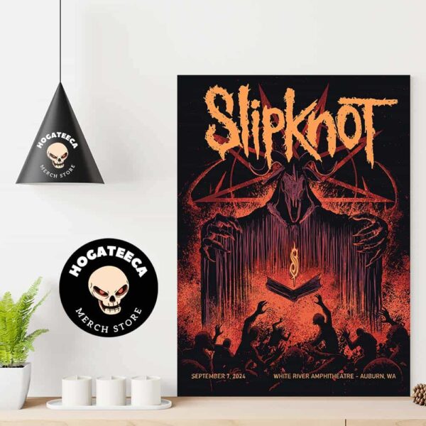 Slipknot Merch Poster On Sep 7 2024 At White River Amphitheater In Auburn WA with Knocked Loose and Vended Home Decor Poster Canvas