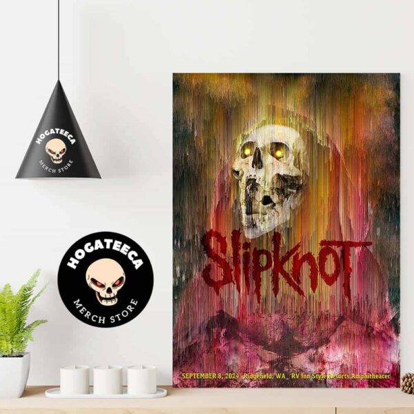 Slipknot Merch Poster On Sep 8 2024 At RV Inn Style Resorts Amphitheater In Ridgefield WA with Knocked Loose and Vended Home Decor Poster Canvas