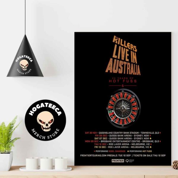 The Killers Live In Australia 20 Years Of Hot Fuss Performance Schedule Home Decor Poster Canvas